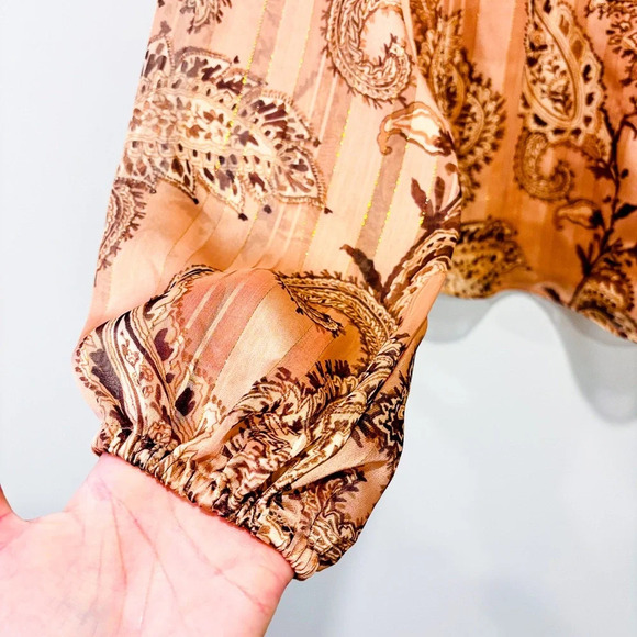 MELANIE LYNE Beige floral &  shimmering blouse - Picture 5 of 8